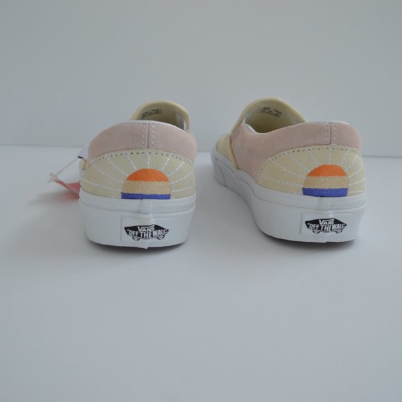 vans slip on embroiled suede and canvas sun pastel cream pink sneaker shoes nwt - Picture 5 of 8